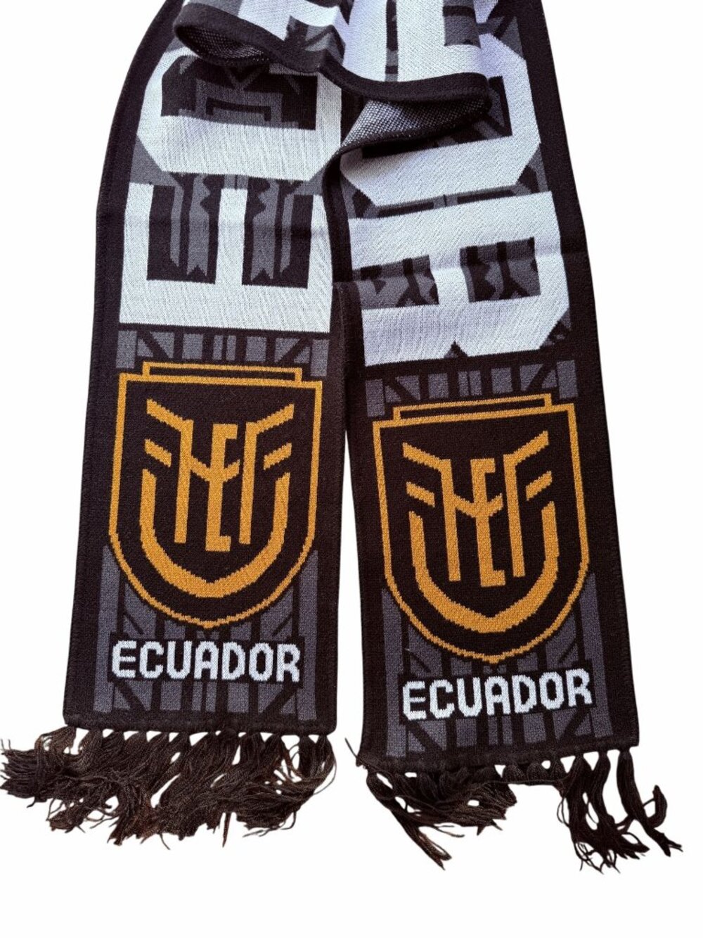 ✨Handmade Soft Wool Scarf Ecuador La Tri Soccer Fan Gray Geometric 1.56m*80cm